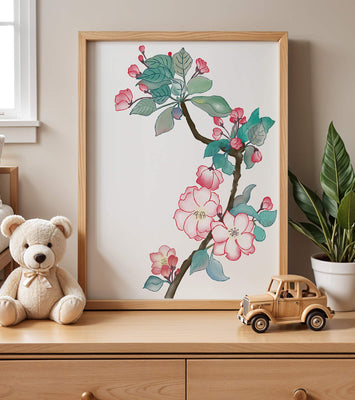 Elegant floral watercolor illustration with cherry blossom