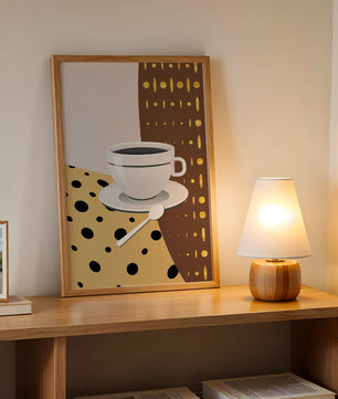 Contemporary Coffee Art with Geometric Patterns and Gold Accents - Mi tienda