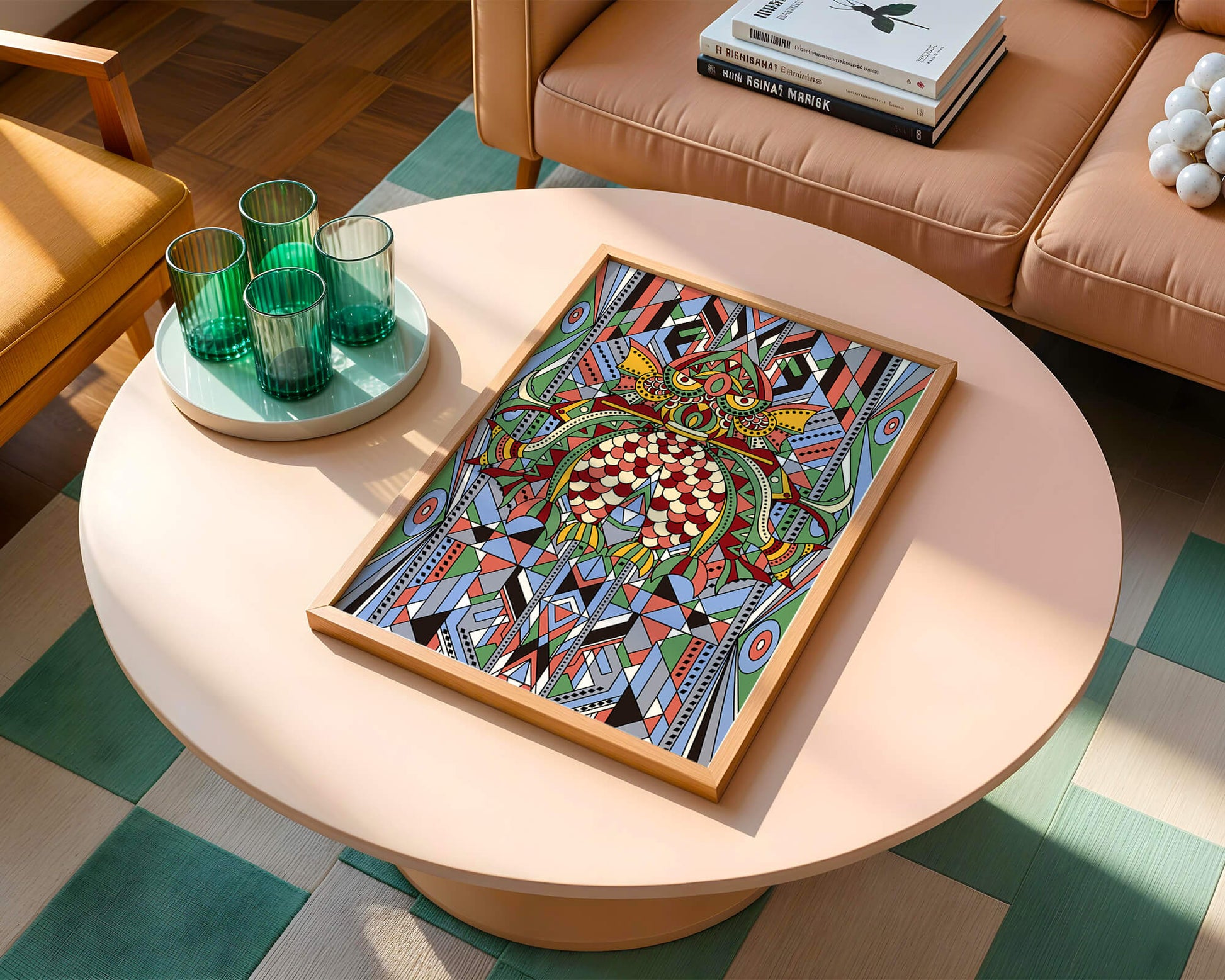 Colorful Geometric Pattern with Symmetrical Design and Abstract Motif