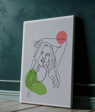 Line Art Portrait with Abstract Shapes in Minimalist Style - Mi tienda