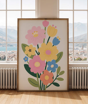 Ramo ilustrado de flores coloridas