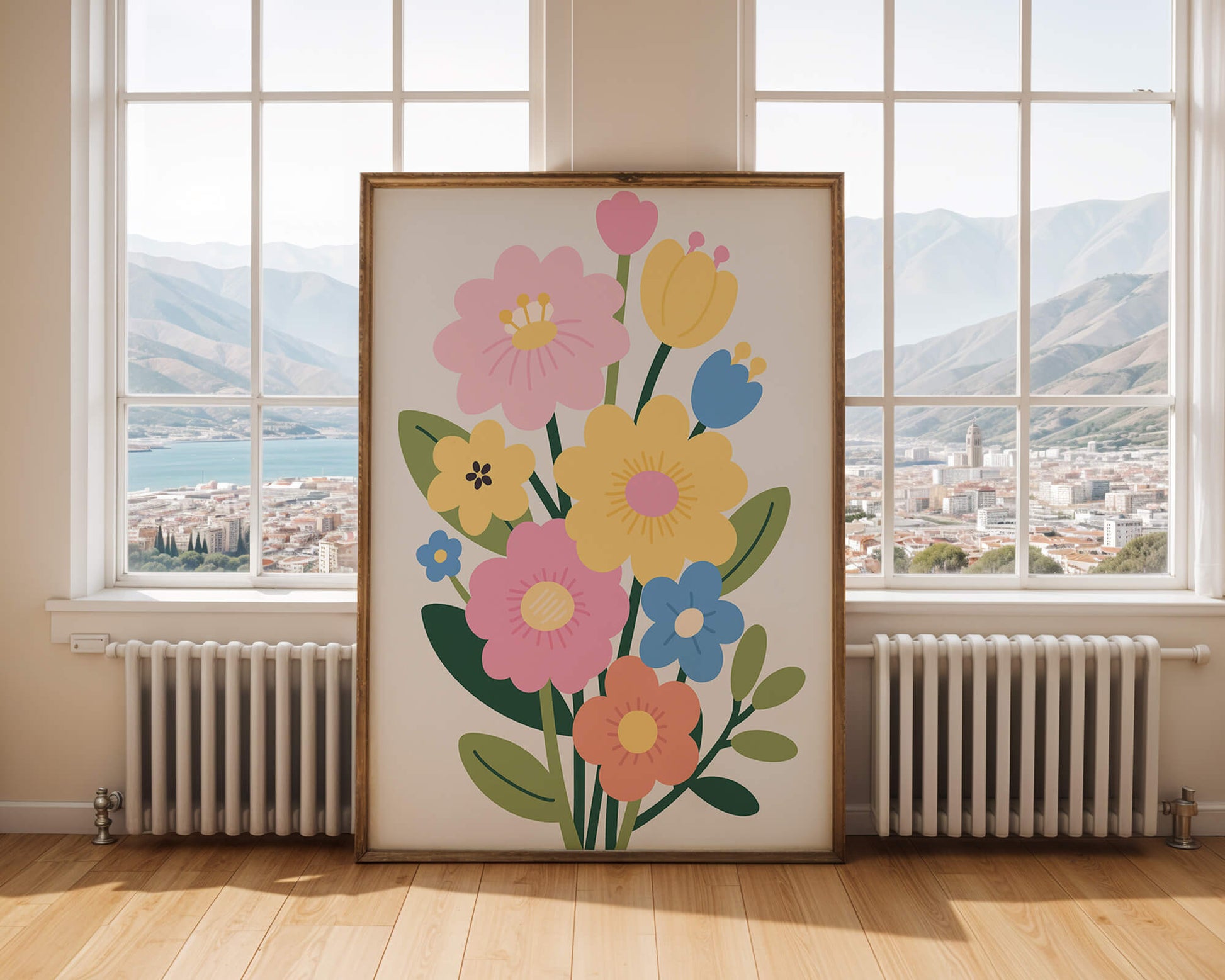 Ramo ilustrado de flores coloridas