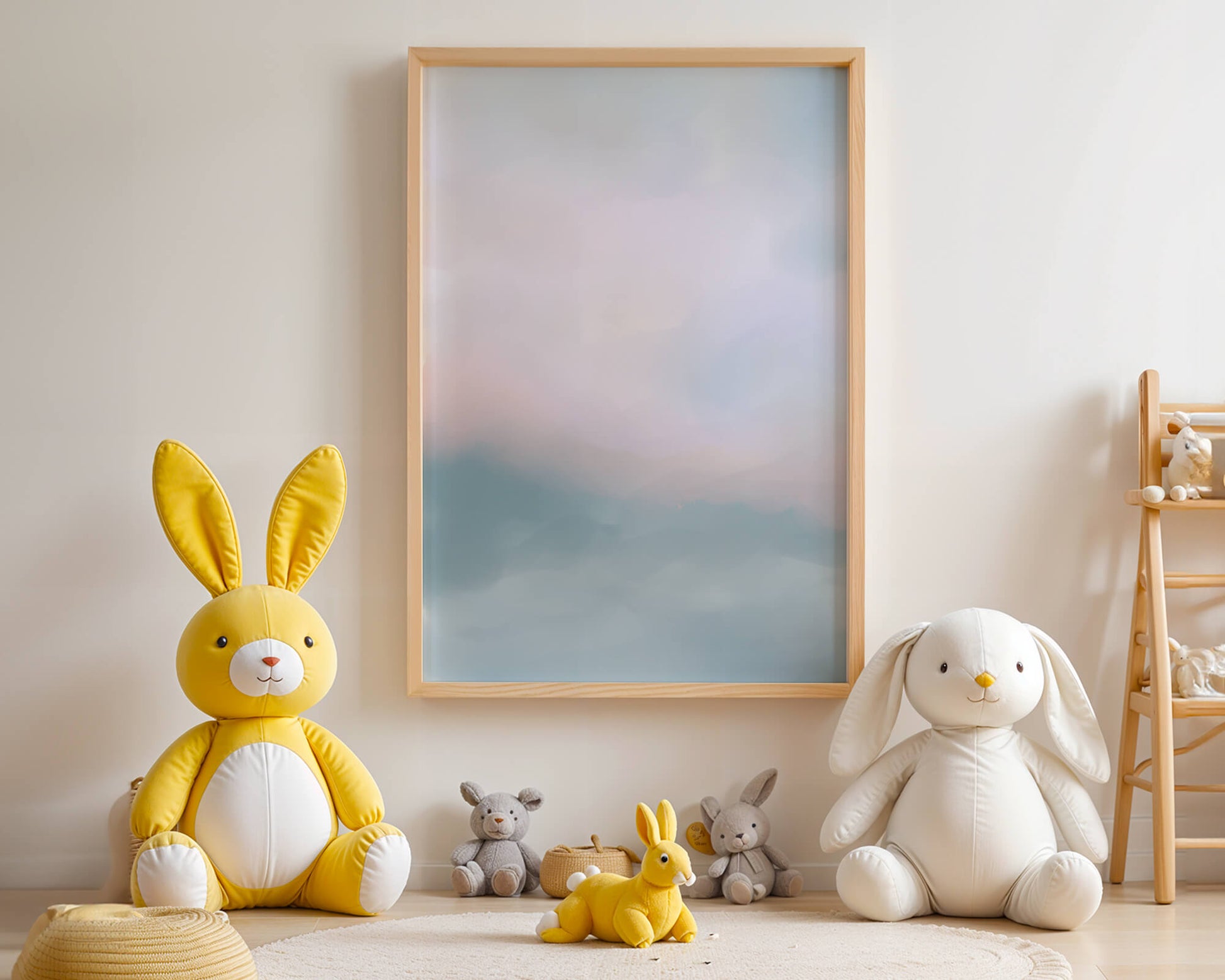 Paisaje de nubes abstracto con tonos suaves de rosa y azul