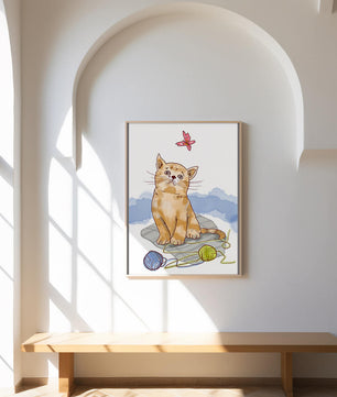 Adorable Kitten Playing with Yarn and Watching Butterfly - Mi tienda