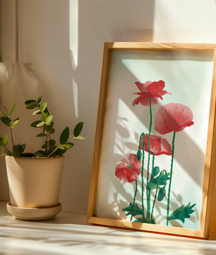 Red Poppies in Minimalist Natural Setting