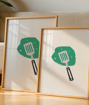 Spatula Artwork with Green Abstract Background - Mi tienda