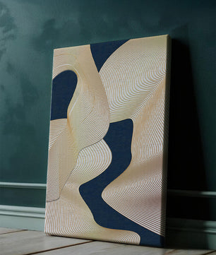 Lignes fluides abstraites sur fond bleu foncé