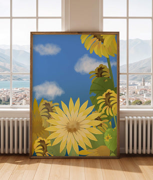 Sunny Sunflowers Against a Bright Blue Sky