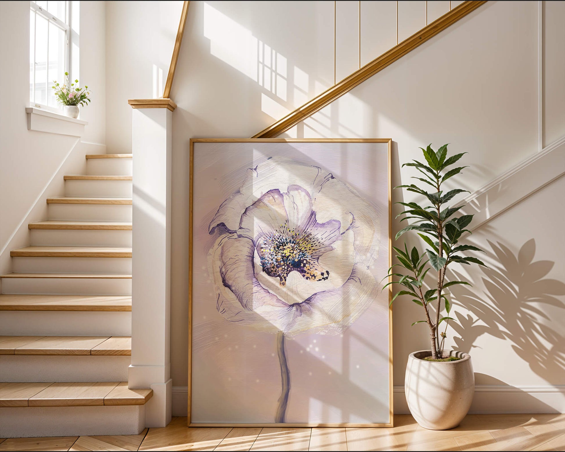 Elegant watercolor flower illustration with delicate pastel tones
