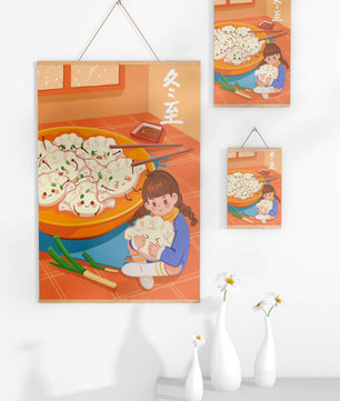 Тёплая кухня с милыми пельменями и уютной зимней атмосферой