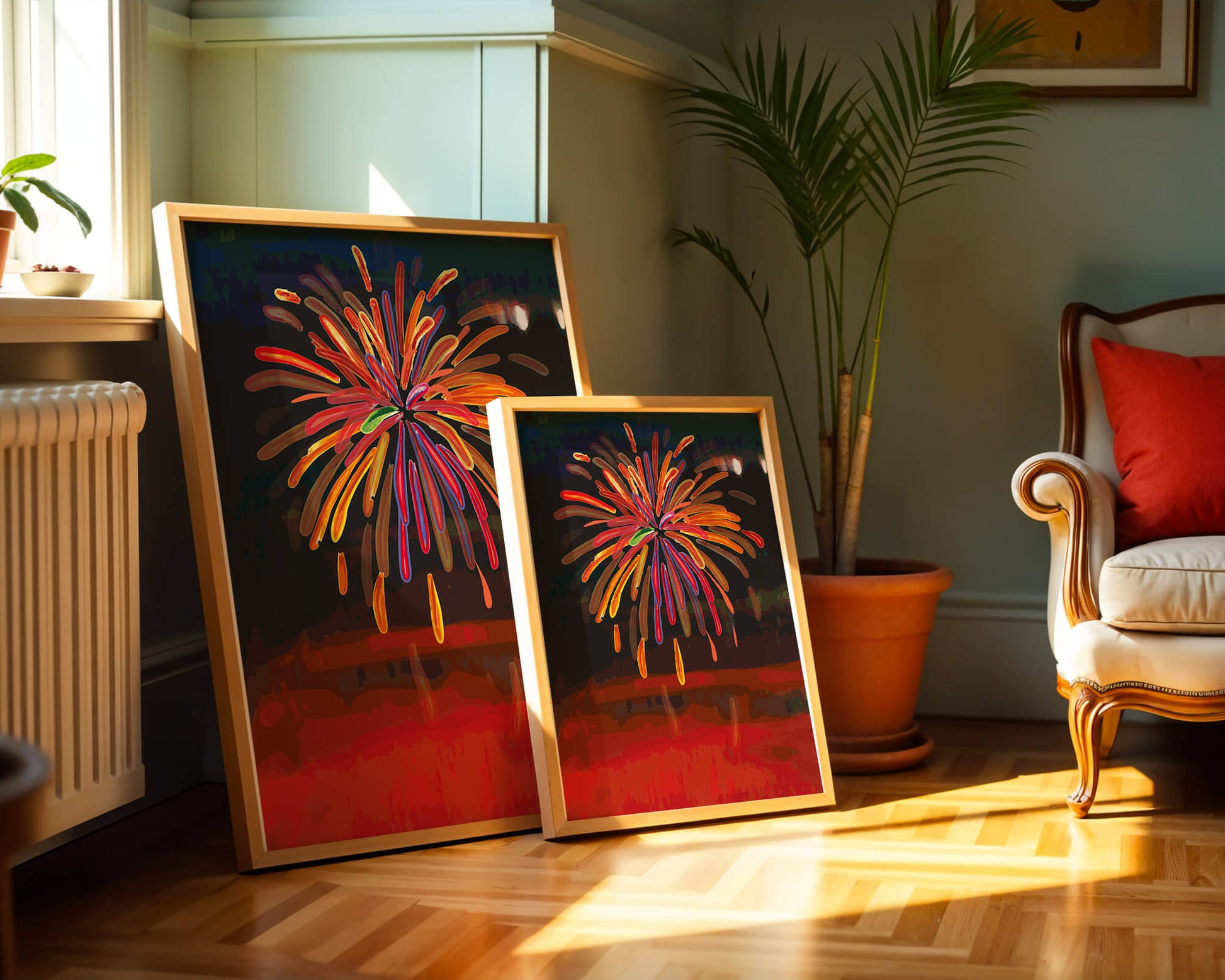 Feu d'artifice vibrant avec des éclats colorés