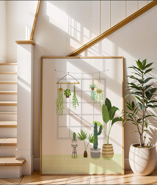 Decoración de interior con plantas colgantes y en macetas