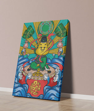 Colorful illustration of a mythical creature with traditional elements and vibrant colors