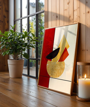 Abstract Geometric Composition with Bold Colors and Textures - Mi tienda