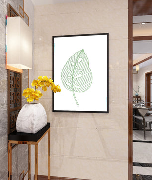 Detailed Green Leaf Line Drawing Art - Mi tienda