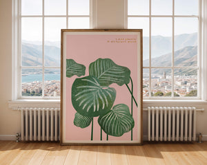 Abstract Botanical Green Leaves On Pink Background - Mi tienda