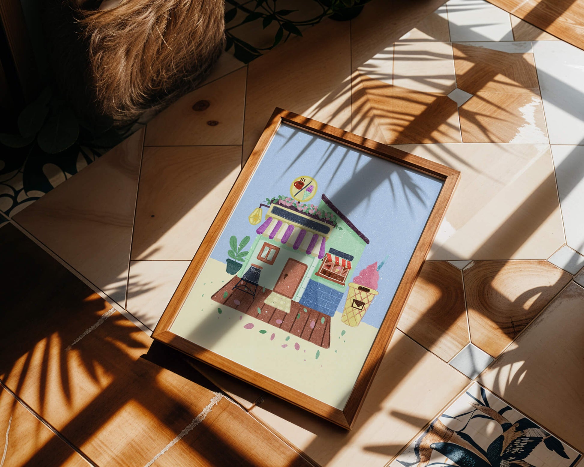 Ilustración encantadora de café con elementos de helado y café