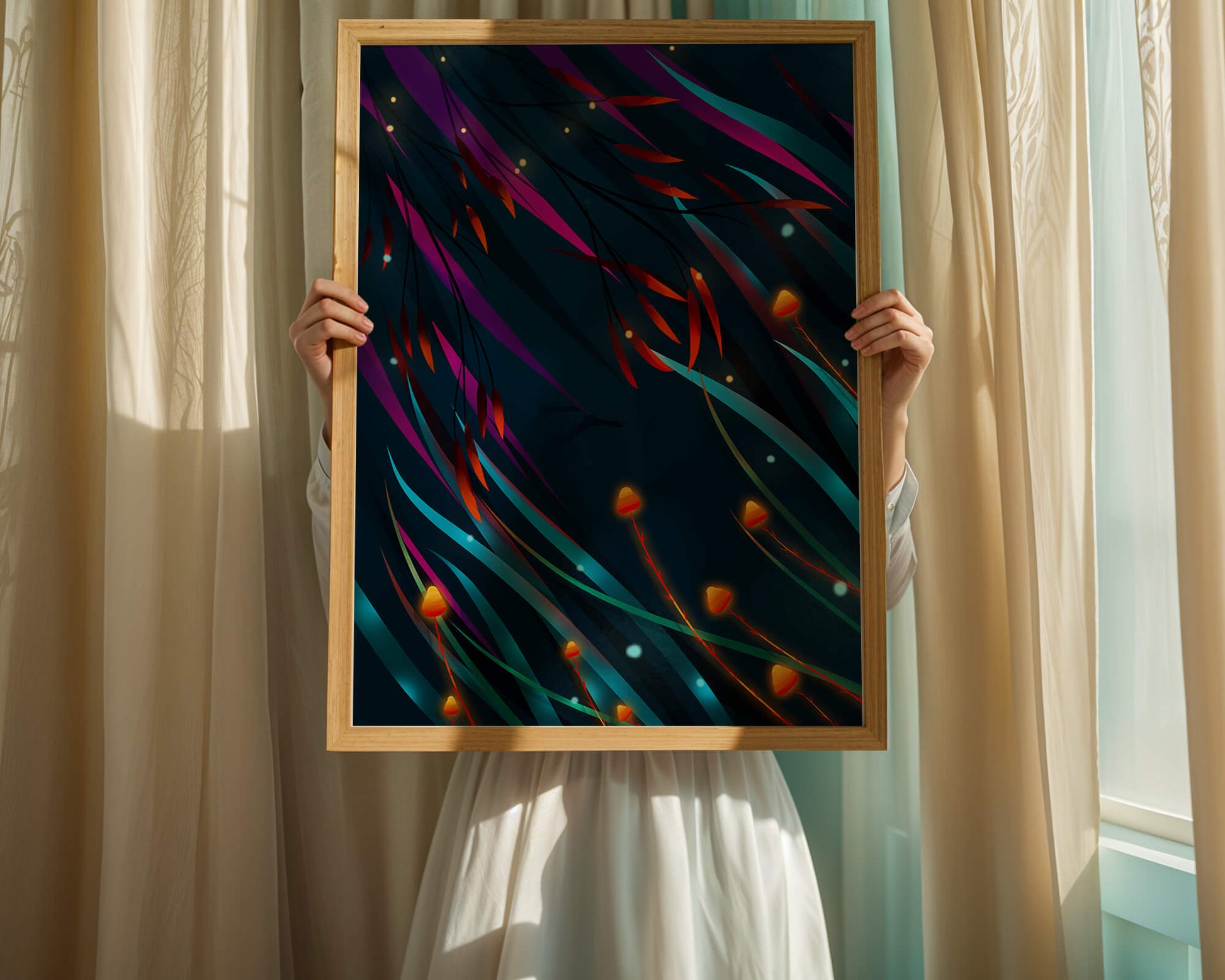 Abstract Underwater Fantasy with Glowing Elements and Vivid Colors