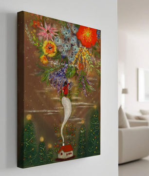Charming illustration of floral fantasy scene