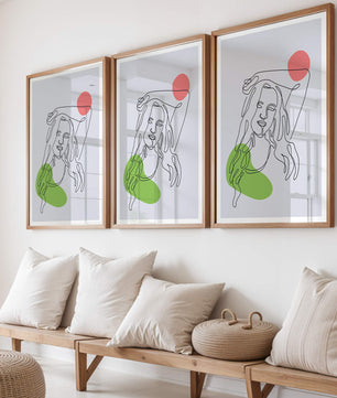 Line Art Portrait with Abstract Shapes in Minimalist Style - Mi tienda