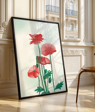 Red Poppies in Minimalist Natural Setting