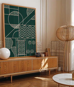 Geometric Abstract Art with Circle and Line Patterns