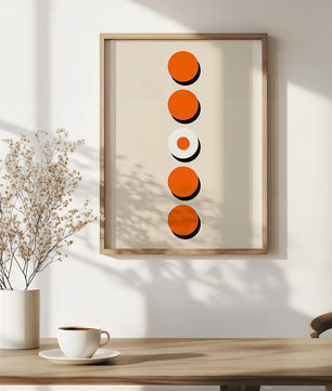 Vertical Arrangement of Orange and White Circles with Shadows on a Light Background - Mi tienda