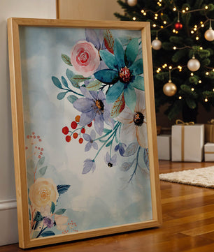 Watercolor floral illustration with vibrant flowers and leaves