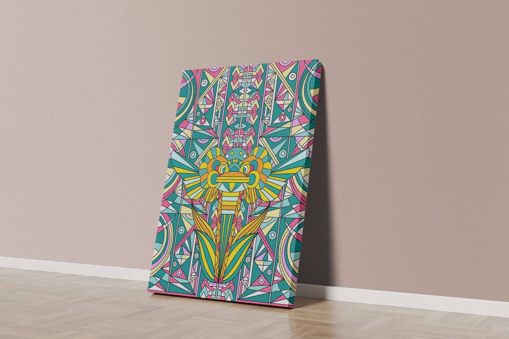 Elefante geométrico abstracto con colores vibrantes