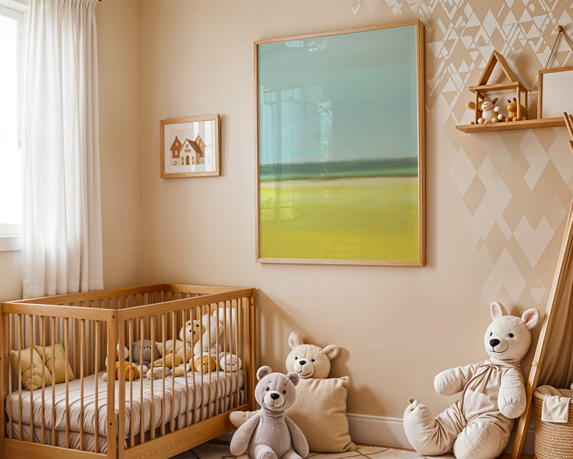 Paisaje abstracto con horizonte azul y amarillo