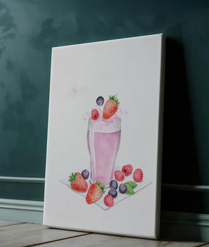 Refreshing berry smoothie with fresh strawberries and blueberries