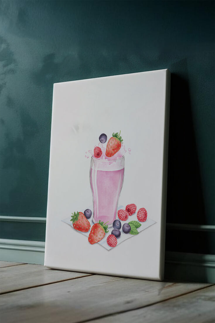 Refreshing berry smoothie with fresh strawberries and blueberries