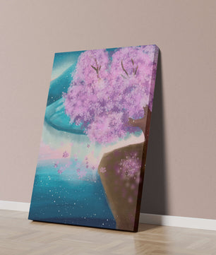 A Beautiful Cherry Blossom Tree in a Dreamlike Landscape