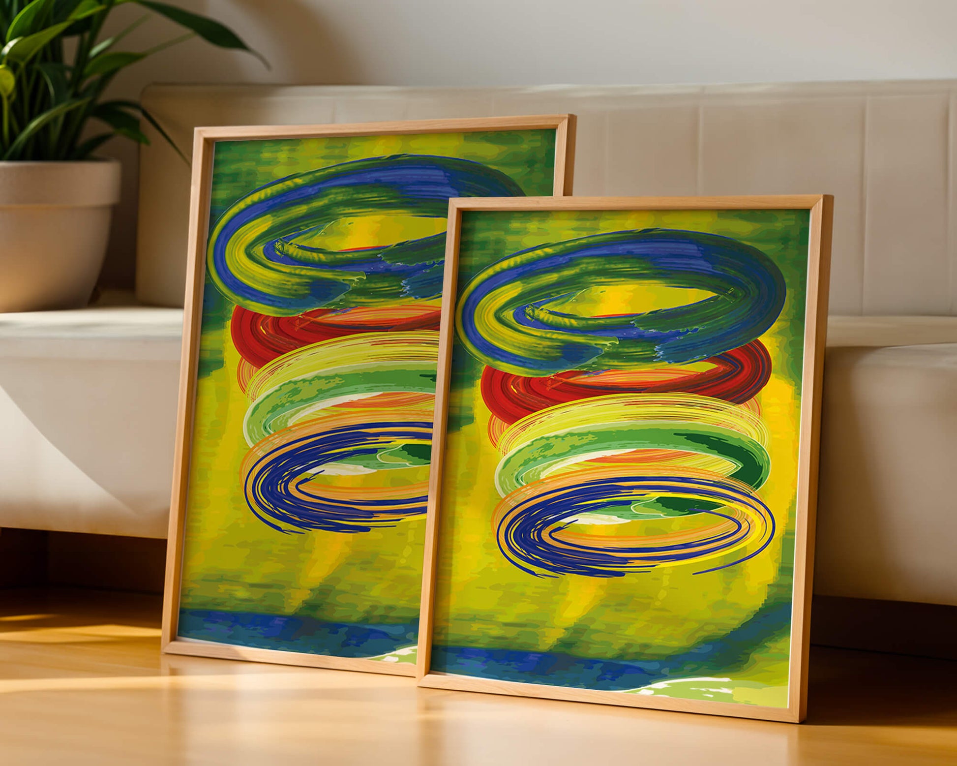 Motifs tourbillonnants abstraits colorés sur fond vibrant