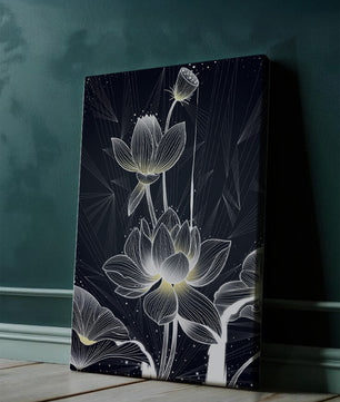 Elegant Abstract Lotus Flowers with Geometric Patterns