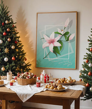 Elegant floral design with pink lilies and modern accents