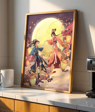 Scène de fantaisie élégante au clair de lune avec tenue traditionnelle