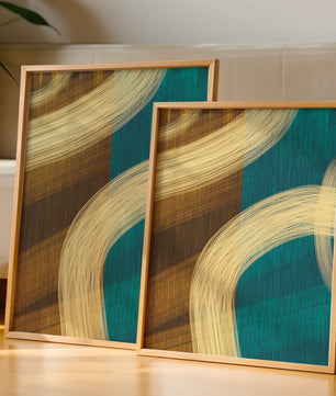 Abstract art with flowing brushstrokes and textured color contrast
