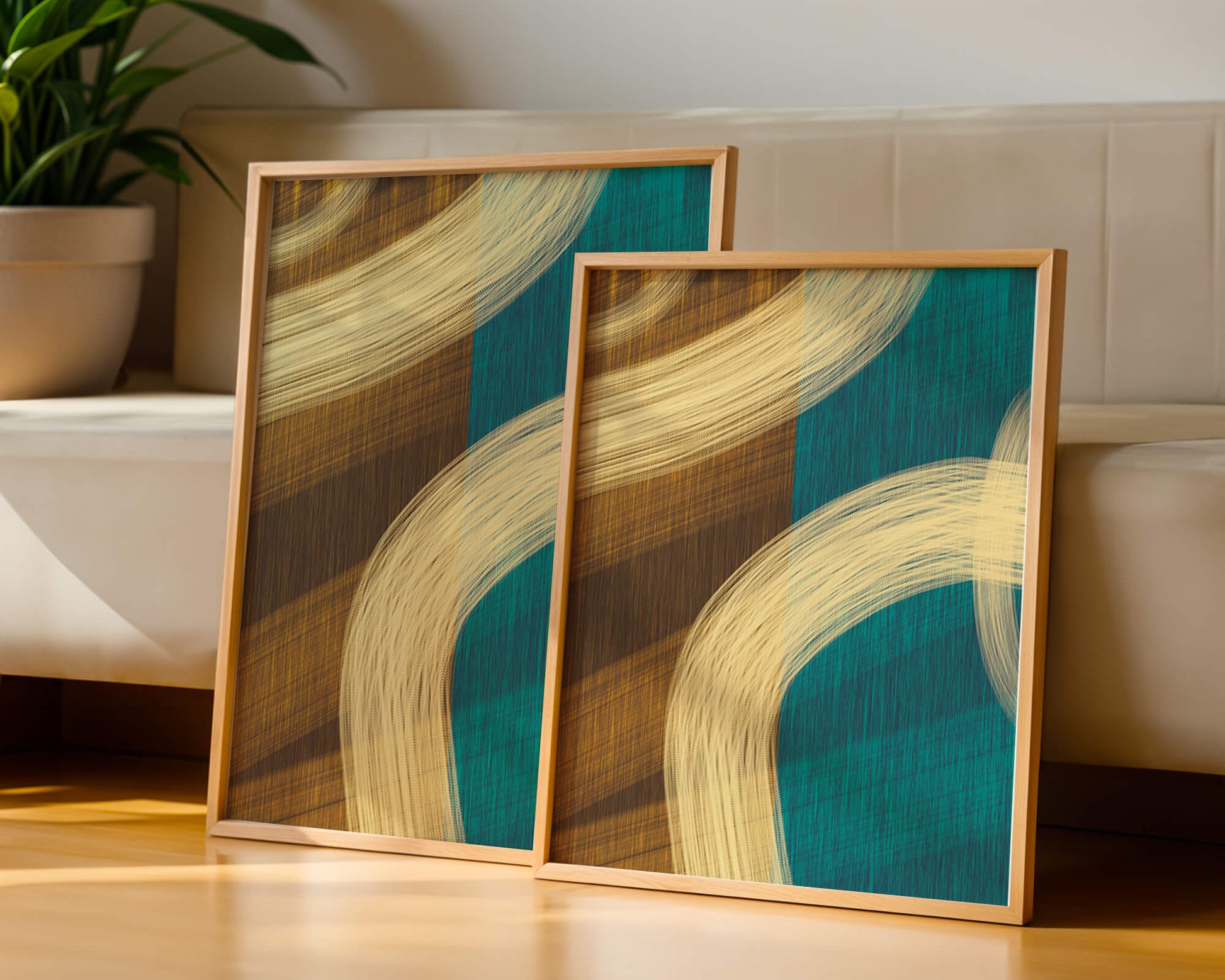 Abstract art with flowing brushstrokes and textured color contrast