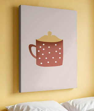 Decorative polka dot mug with yellow lid illustration