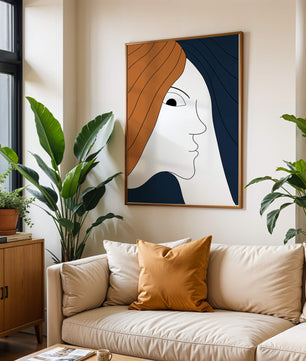 Abstract Portrait with Stylized Hair and Minimalist Design - Mi tienda