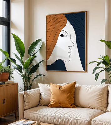 Abstract Portrait with Stylized Hair and Minimalist Design
