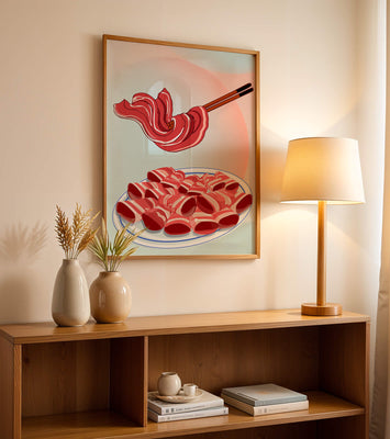 Delicious raw meat slices on plate with chopsticks in background