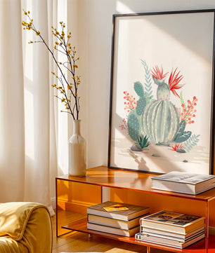 Colorful Cactus Arrangement With Red Blooms And Desert Plants - Mi tienda
