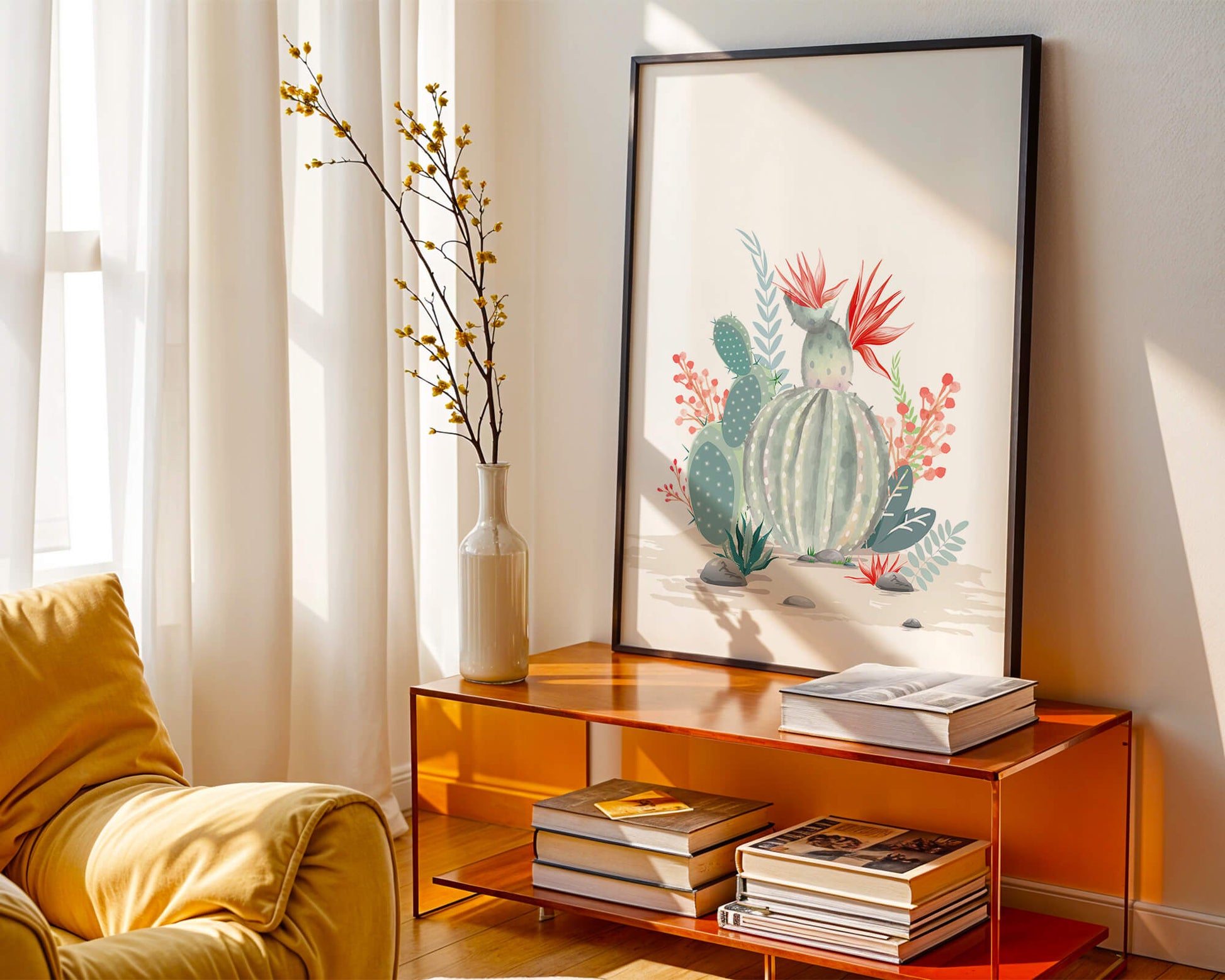 Colorful Cactus Arrangement With Red Blooms And Desert Plants - Mi tienda