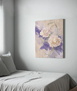 Elegant floral artwork with soft purple and pink hues