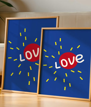 Diseño abstracto con temática de amor colorido con elementos audaces