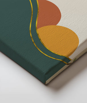 Minimalist Landscape With Mountains And Monstera Leaves At Sunset - Mi tienda