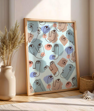 Abstract Face Line Art with Pastel Colors - Mi tienda