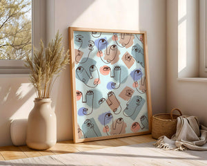 Abstract Face Line Art with Pastel Colors - Mi tienda
